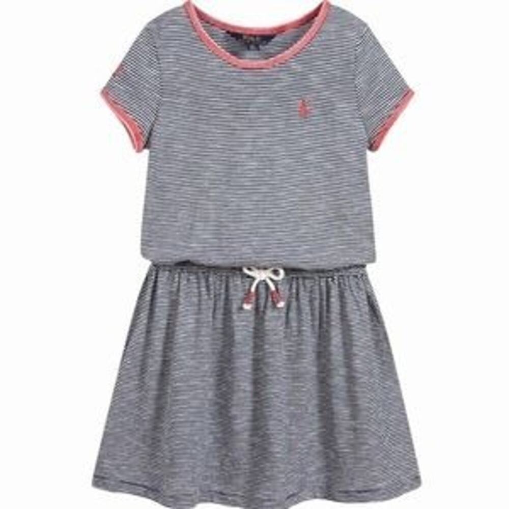 POLO Ralph Lauren Striped Jersey T-Shirt Dress Navy White Red 16